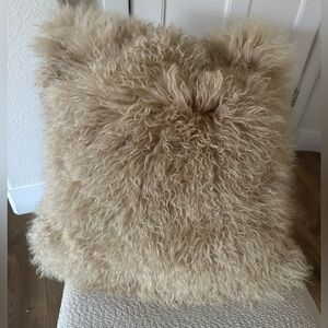 West Elm Mongolian Lamb Fur Pillow Cover 24” x 24”